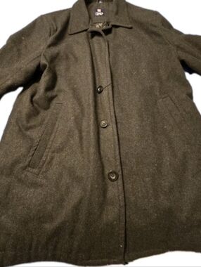 Chaps Mens Wool Blend Coat Jacket Black Button Front L Classic